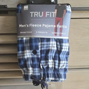 Men's Blue Plaid Fleece Pajama Pants💜